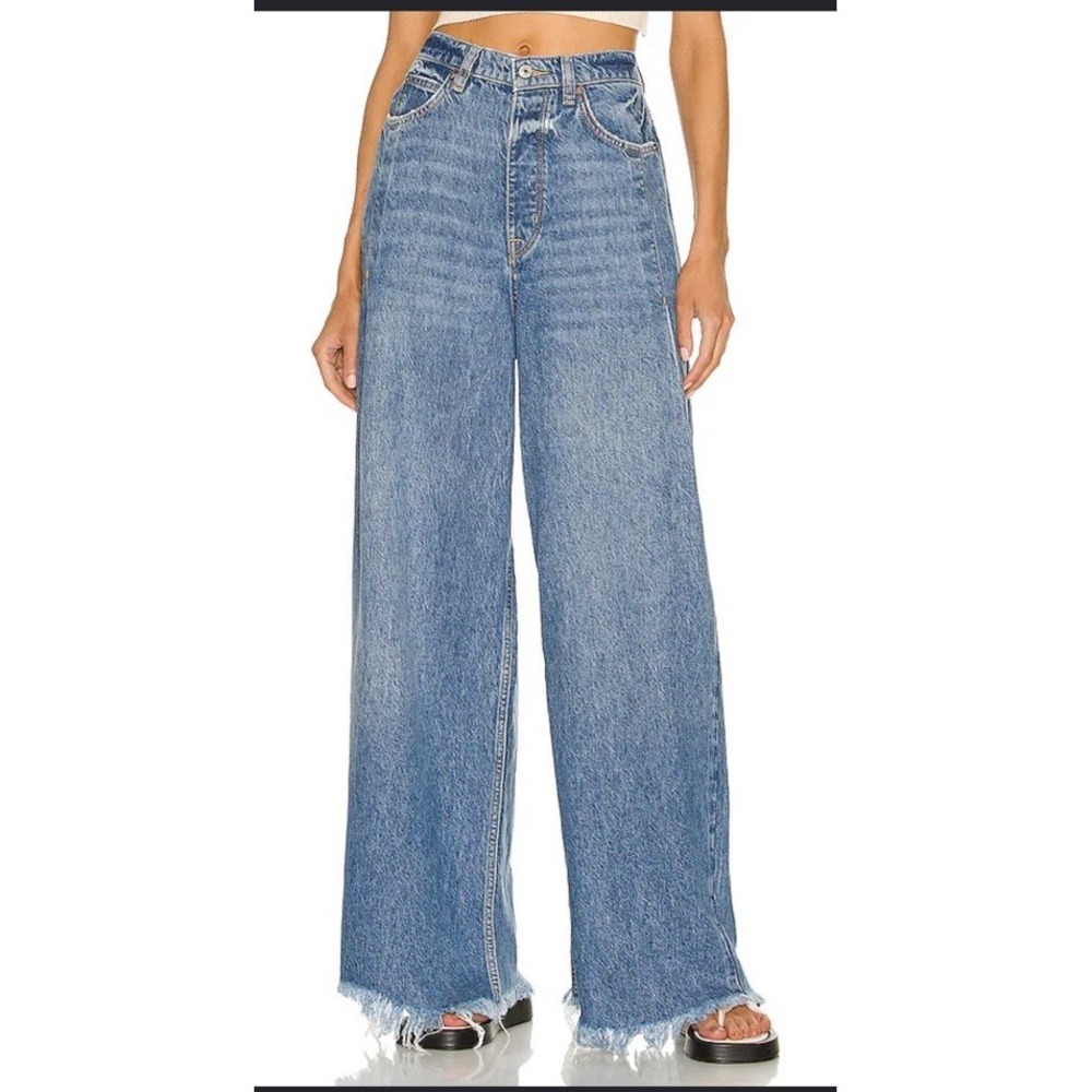 Free People We The Free Old West High Rise Slouchy Wide Leg Jeans Blue 29